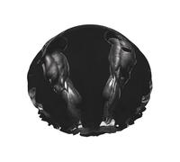 Bodybuilding Evolution Printed Double-Layer Waterproof Shower Cap - Reusable Spa & Face Mask Bathing Hat for Travel, Home Care & Beauty Routine