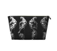 Bodybuilding Evolution Prints PVC Leather Travel Toiletry Bag with Gold Zippers, Waterproof Cosmetic Organiser for Makeup, Toiletries & Essentials