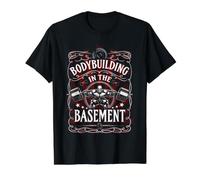 Bodybuilding in The Basement Gym Workout Home Exercise Stuff Value Graphic T-Shirt, Men, Black, XL