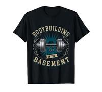 Bodybuilding in The Basement Gym Workout Home Exercise Stuff Value Graphic T-Shirt, Men, Black, XL