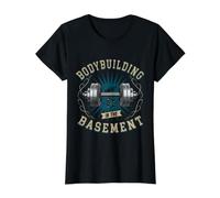Bodybuilding in The Basement Gym Workout Home Exercise Stuff Value Graphic T-Shirt, Women, Black, M