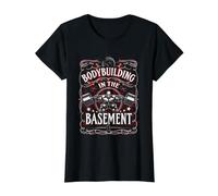 Bodybuilding in The Basement Gym Workout Home Exercise Stuff Value Graphic T-Shirt, Women, Black, XS