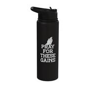 Bodybuilding Workout Motivation Quotes Pray for These Gains Stainless Steel Insulated Water Bottle