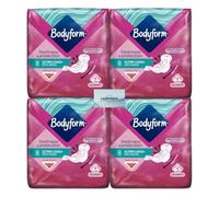 Bodyform 8 Pieces Ultra Long Sanitary Towels with Wings Heavy Flow, Breathable Top Layer, Leak-Proof, Overnight Period Pads, Freshness and Protection for Women (Pack of 4)