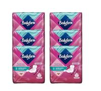 Bodyform 8 Pieces Ultra Long Sanitary Towels with Wings Heavy Flow, Breathable Top Layer, Leak-Proof, Overnight Period Pads, Freshness and Protection for Women (Pack of 6)