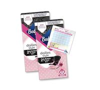 Bodyform Dailies Black Panty Liners for Women Specifically Designed for Black Underwear Super Absorbent, Odour Absorbent | V-Zone Protection | Pack of 2X 21 (42 Liners) Including Period Tracker