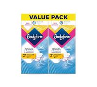 Bodyform Dailies Regular 42 Pantyliners (2 x 21) V-Protection & Freshness - Adaptive Technology for Comfort, Great Absorbent, Odour Control, Liners for Everyday Freshness
