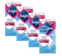 Bodyform Dailies V-Protection & Freshness Extra Long Liners 24 Pack | Bundle of 4 (96 Extra Long Liners Total)