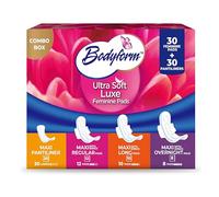 Bodyform Luxe Feminine Care Value Combo Pack, 60 Count (30 Ultra-Soft Pads + 30 Gentle Pantyliners), Variety Pack, Cushion-Soft & Ultra-Absorbent, Daily Freshness & Protection
