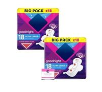 Bodyform Ultra Night Wing Duo, 18 Per Pack, for Super Heavy Flow - Case of 2