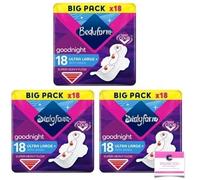 Bodyform Ultra Night Wing Duo, 18 Per Pack, for Super Heavy Flow - Case of 3
