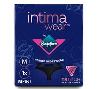 Bodyform Washable Period Pants - For Up to 12 hours of Protection - Menstrual Underwear for Moderate Flow, Bikini Cut - Pack of 1 - Black, Size S