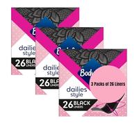 Bodyform Women's Dailies Black Normal Panty Liners - 3 Pack - (78 Liners Total)