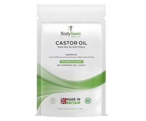Bodygenix Castor Oil 500mg Softgels - Cold Pressed Daily Formula - 30