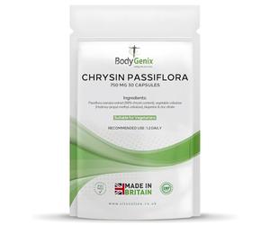 Bodygenix Chrysin Passiflora 750mg Capsules - Natural Testosterone & Estrogen Support Antioxidant Flavonoid for Athletic Performance & Bodybuilding - Vegan Friendly 30 Caps, 1 Month Supply