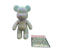 Bodygenix DIY Diamond Art Bear - Rhinestone Vinyl Figurine Make Your Own Sparkling Crystal - Collectible Handcrafted Bling Decor & Creative Craft Kit (Silver/green)