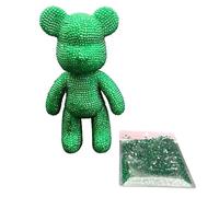 Bodygenix DIY Diamond Art Bear - Rhinestone Vinyl Figurine Make Your Own Sparkling Crystal - Collectible Handcrafted Bling Decor & Creative Craft Kit (Green)