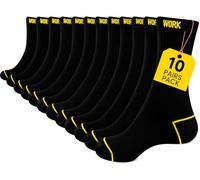 Bodygenix Men's Work Socks Pack of 10 - Breathable Heavy Duty Cushioned Crew Socks with Reinforced Heel & Toe - Stretch Fit Outdoor Performance Boot Socks for Hiking, Walking, Sports & Work