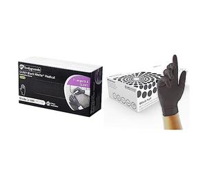 Bodyguard GL8975 Nitrile Disposable Gloves, Powder Free, Size XL, Black, 100 Pieces & Unigloves Black Pearl Nitrile GP0035 Examination - Multipurpose, Powder Free and Latex Free Disposable Gloves