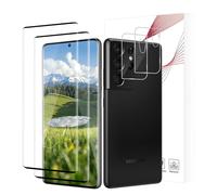 Bodyguard Pack of 2 + 2 Tempered Glass Screen Protectors for Samsung Galaxy S21 Ultra 5G, Ultra Transparent, 9H Hardness, Anti-Scratch, 3D Full Screen, Double Protection Camera Protection