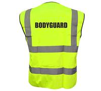 Bodyguard Printed Yellow Hi Vis Vest/Waistcoat, Security Officer, Security Guard, Doorman, Bouncer, Events, Small