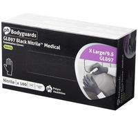 Bodyguards 100 x Black Nitrile Powder Free Disposable Gloves XL