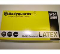 Bodyguards GL818 Lightly Powdered Latex Disposable Gloves - Box of 100 (Small), White