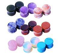 BodyJ4You 18 Pieces Natural Stone Ear Plugs Kit Saddle Style Stretchers Gauges Set 0G (8mm)