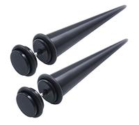 BodyJewelryOnline Jewellery 2pcs Fake Acrylic Black Taper Stretcher Plugs Cheater 8mm Earrings O-Rings LAFL