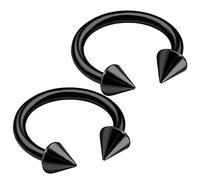 bodyjewelrytrend 2pcs 16g Circular Barbell Horseshoe Black Titanium Snake Cartilage Tragus Septum Helix Lip Bite Eyebrow Ring Nose B2NCO
