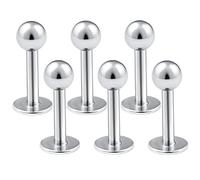 bodyjewelrytrend 6pcs 16g Labret Lip Stud Monroe Cartilage Tragus Helix Earring Snake Bites Conch Medusa Spider Bites Piercing Ball - 6mm
