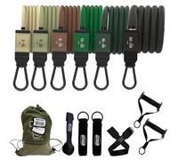 Bodylastics 6 Warrior Resistance Bands for Working Out, Heavy-Duty Exercise Bands with Handles & Gym Ankle Straps, Military-Themed Workout Bands, Up to 156lbs, with Snap Reduction Tech