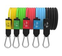 Bodylastics Stackable Resistance Bands - 5-Band Resistance Band Pack - Patented Snap Reduction Tech Workout Bands - Malaysian Latex, Strong Nickel Coated Iron Clips - Heavy Duty Fitness Bands, 96lb