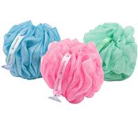Bodylife Body Buffer, Puff, Exfoliating Bath & Shower Body Pouf, Scrunchie, Body Scrubber Pink Blue & Green 55g Triple Pack