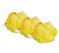 Bodylife Body Buffer, Puff, Exfoliating Bath & Shower Body Pouf, Scrunchie, Body Scrubber Yellow & White 55g Triple Pack