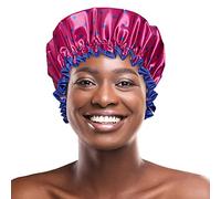 Bodylife Shower Cap Reusable Bath Cap Dual layered Waterproof Hot Pink & Blue Polka Dot 27cm