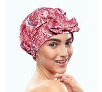 Bodylife Shower Cap Reusable Bath Cap Waterproof Mold Proof With Bow Flamingo Sunset
