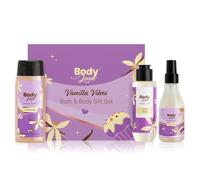 BodyLovin' Vanilla Vib.es Bath & Body Gift Set - Pack of 3 | Body Wash | Body Mist | Body Oil | Warm Vanilla Fragrance | Premium Gift Packaging | Perfect Gift for Her