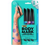 BodyMark by BIC, Temporary Tattoo Marker, New School Inspiration, Skin Safe, Brush Tip, Assorted Colors, 3-Pack (MTBP31NS-AST)