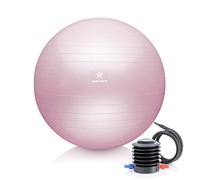 BODYMATE Exercise Ball - E-book with exercise guides included - Gym-quality Swiss balls for fitness, birthing, pregnancy - Air pump included - Anti-Burst - 55cm - Princess Pink