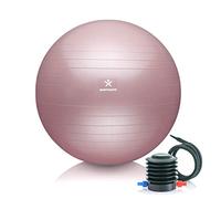 BODYMATE Exercise Ball - E-book with exercise guides included - Gym-quality Swiss balls for fitness, birthing, pregnancy - Air pump included - Anti-Burst - 65cm - Rose Gold