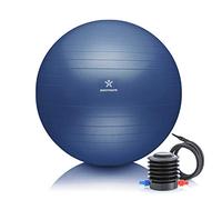 BODYMATE Exercise Ball - E-book with exercise guides included - Gym-quality Swiss balls for fitness, birthing, pregnancy - Air pump included - Anti-Burst - 55cm - Navy Peony