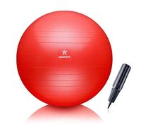 BODYMATE Exercise Ball - E-book with exercise guides included - Gym-quality Swiss balls for fitness, birthing, pregnancy - Air pump included - Anti-Burst - 55cm - Pepper red