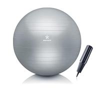 BODYMATE Exercise Ball - E-book with exercise guides included - Gym-quality Swiss balls for fitness, birthing, pregnancy - Air pump included - Anti-Burst - 55cm - Silver