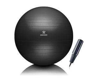 BODYMATE Exercise Ball - E-book with exercise guides included - Gym-quality Swiss balls for fitness, birthing, pregnancy - Air pump included - Anti-Burst - 75cm - Black