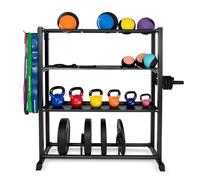 BodyMax 4-Tier Modular Storage Rack, 150 x 56 x 171 cm, Heavy-Duty Gym Equipment Storage, Black (Black/Black)