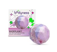 BODYNESS Bath Bomb Badeplanet - Bath Bomb in The Shape of a Planet, Shimmering Bath Ball for Skin Care and Relaxation with Floral Fragrance and argan Oil, 165g