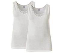 BODYPERFECT Women's Thermal Underwear Wool Undershirt for Women Cotton Wool Women's Thermal Underwear 2-Pack Made in Italy 3XL- White