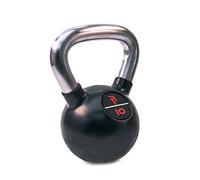 BODYPOWER 10kg Black Rubber Coated Kettlebell with Chrome Handle