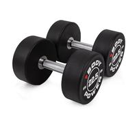 BODYPOWER 22.5kg Pro Round Rubber Dumbbells (x2)